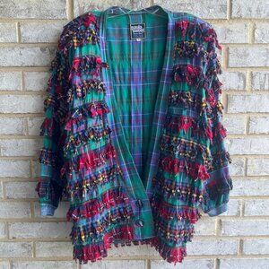 Paula Sweet Muslin Mink Long Sleeve V-Neck 2 Button Flannel Cardigan Size S